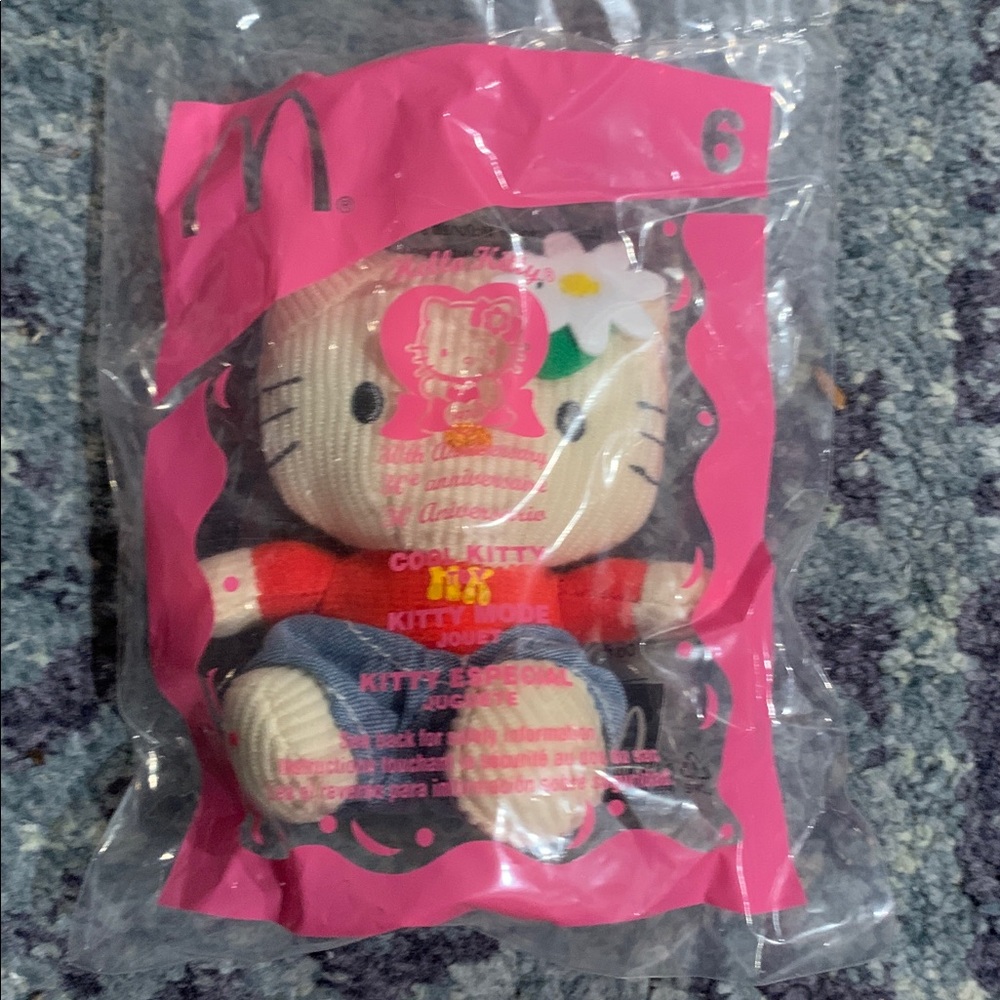 2004 Sanrio Hello Kitty corduroy cloth figurine from McDonald’s wearing jeans